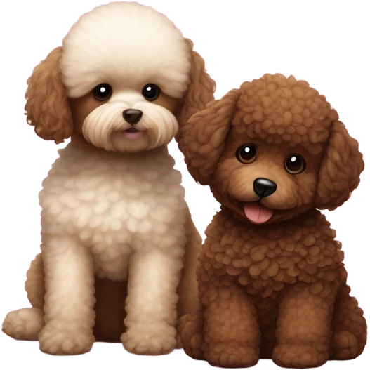 Brown toy poodle pup with a panda emoji
