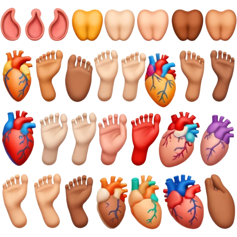 Create colour full 3d image of all body parts  emoji