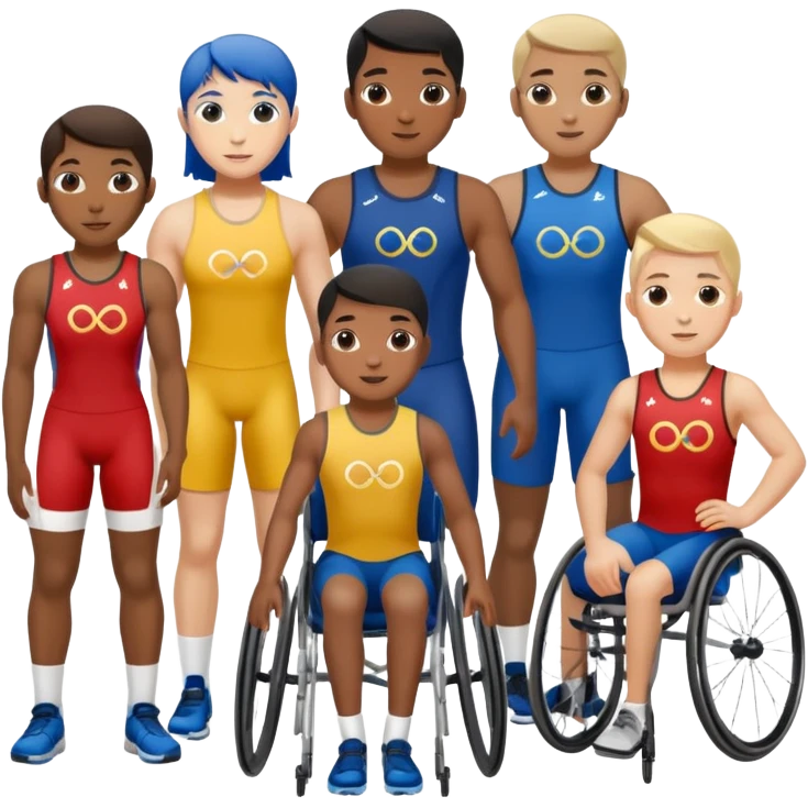 paralympic games with disable athletes with the right colors of olympic rings emoji