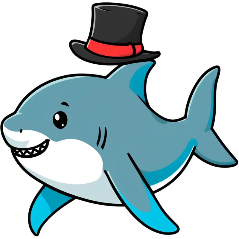 Shark with a top hat emoji