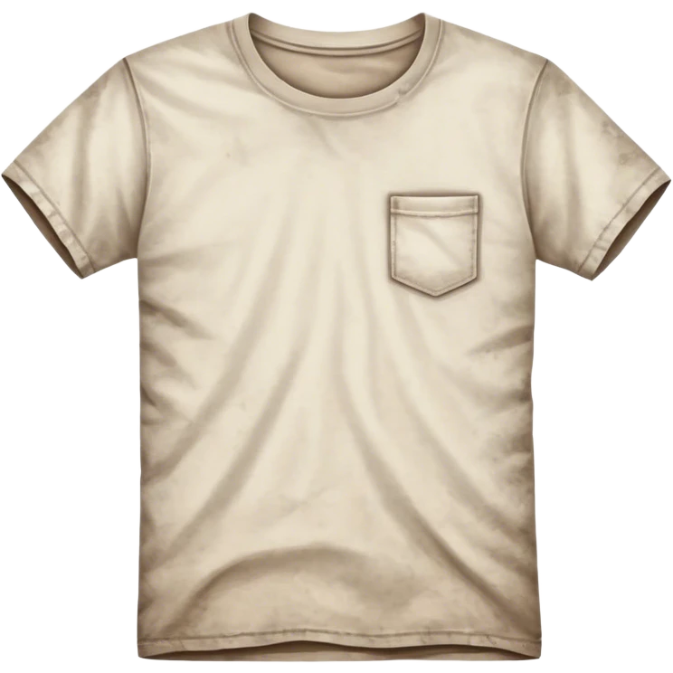A white T-shirt with visible dirt stains, smudges, and wrinkles. The fabric looks worn and slightly discolored, giving it an unclean appearance emoji