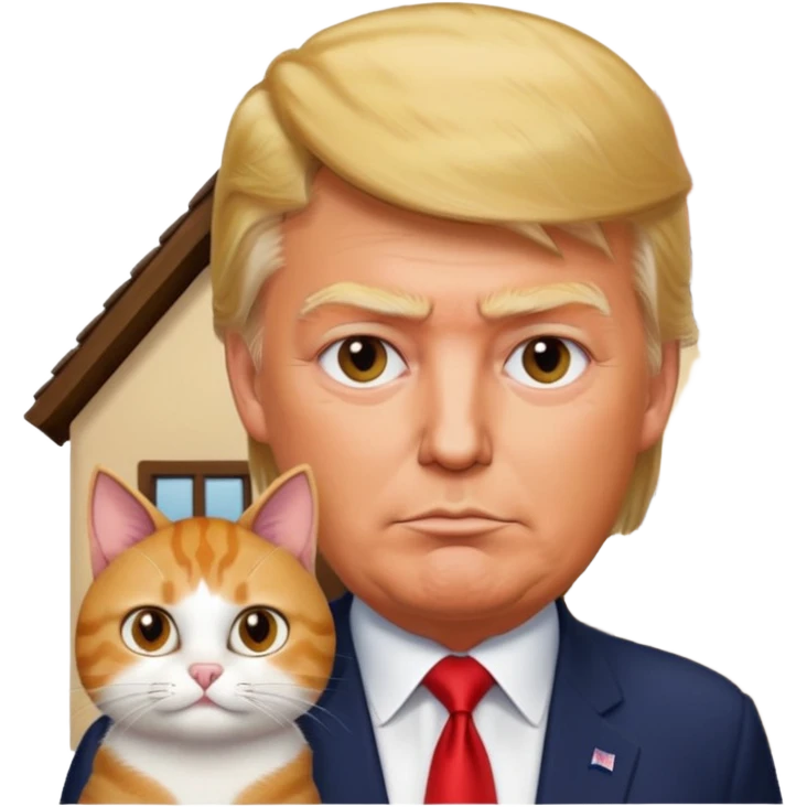 Do trump in a house with a cat  emoji