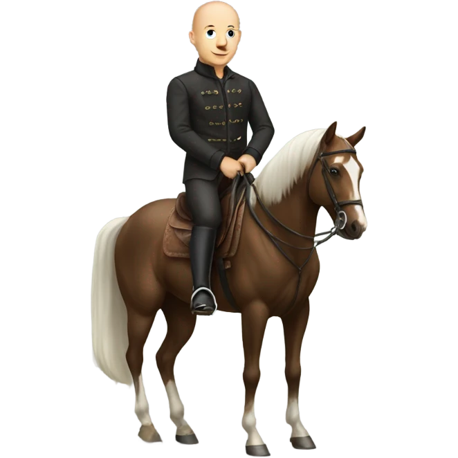 Bald man in riding clothes on horse emoji