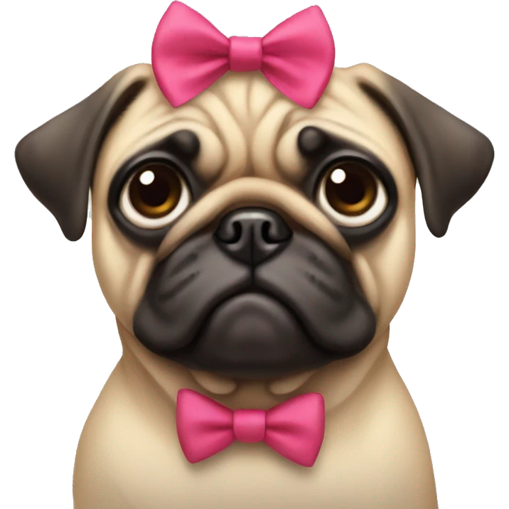 Pug with a bow on head emoji