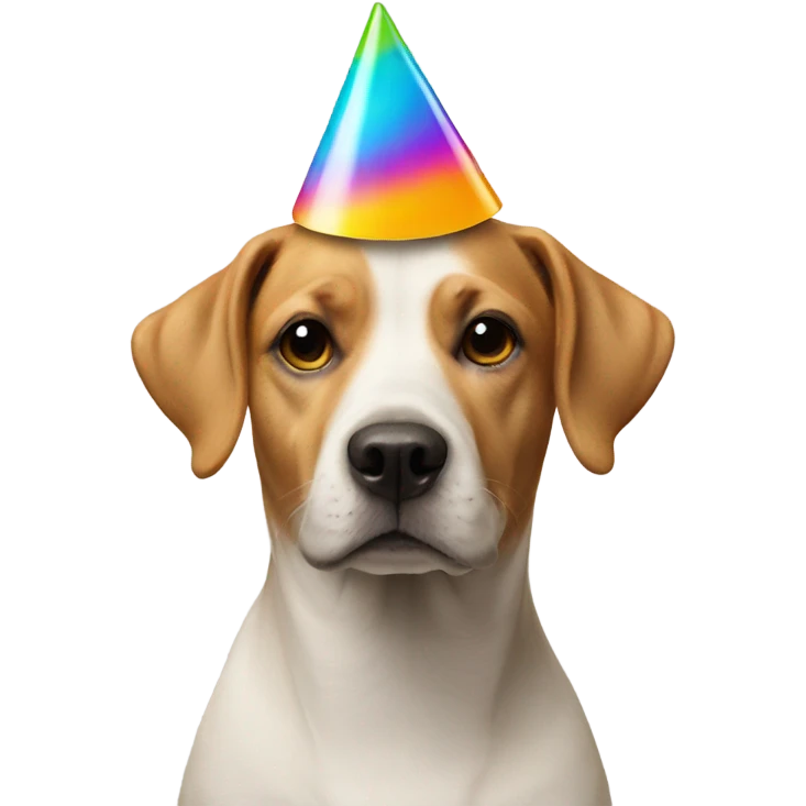 Dog wearing a party hat emoji