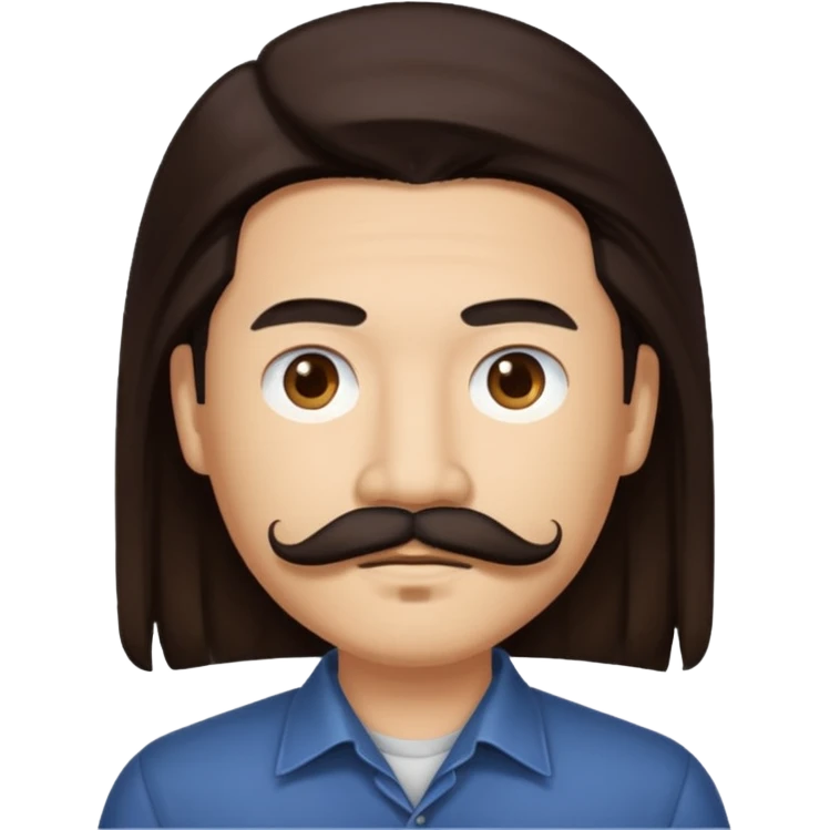 Chi Cheng long dark brown hair and mustache emoji