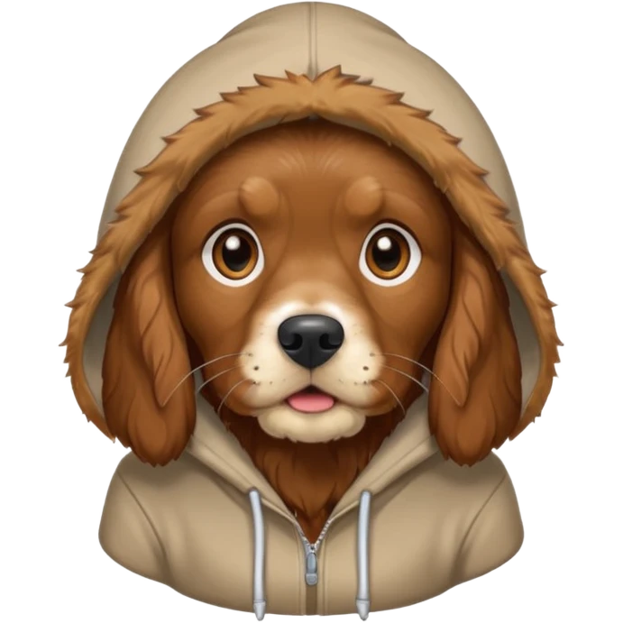 brown cocker spaniel wearing hoodie emoji