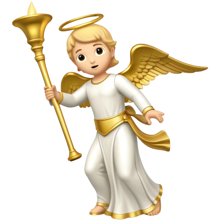 LDS Gold Angel Moroni statue blowing horn emoji