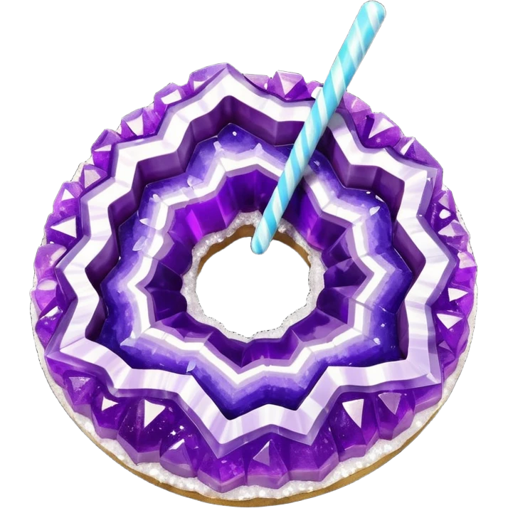 3D render of Rock Candy Geode, made entirely of dessert materials, glistening sugar crystal texture, jagged translucent purple sugar crystals, delicious confectionery aesthetic, Apple emoji style, isolated on white background --v 6.0. emoji