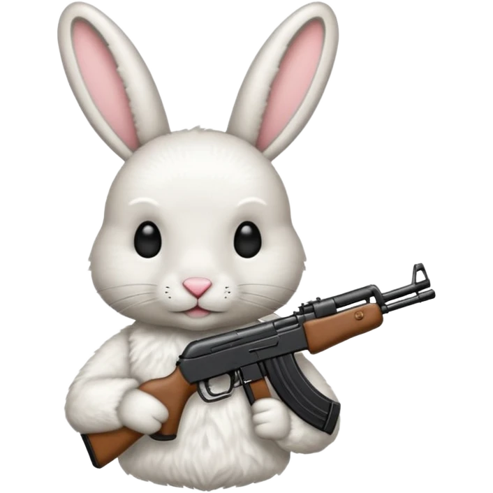 Crea un emoji de un conejo sosteniendo una  Ak47 con pasamontañas  emoji