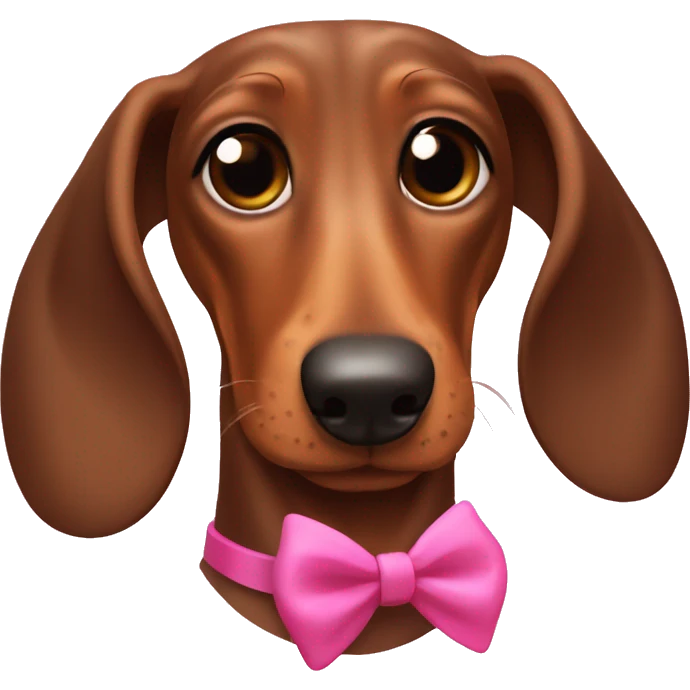 Brown Dachshund. Pink bow on head  emoji