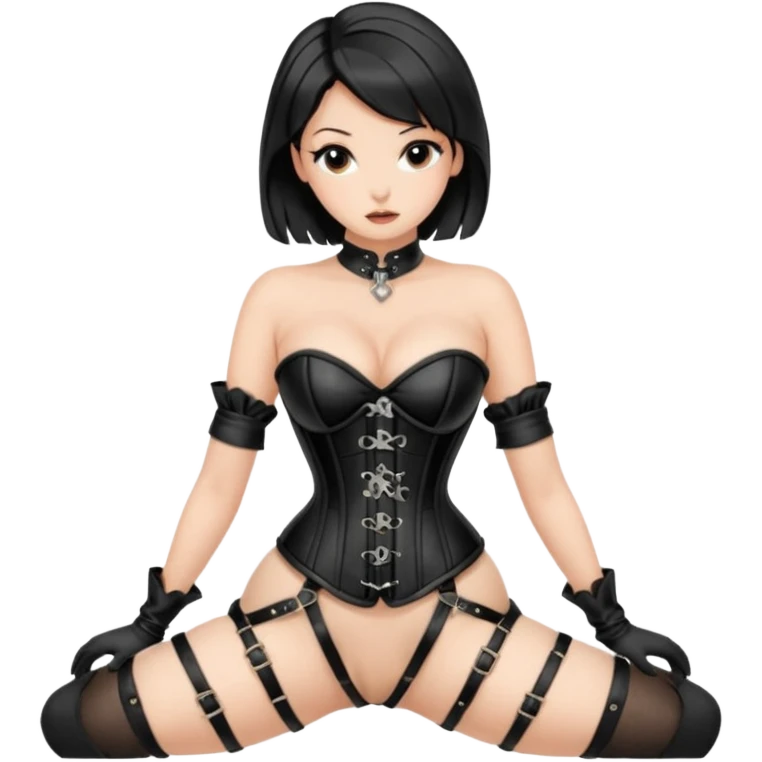 pinup girl in hogtied bondage with stocking emoji