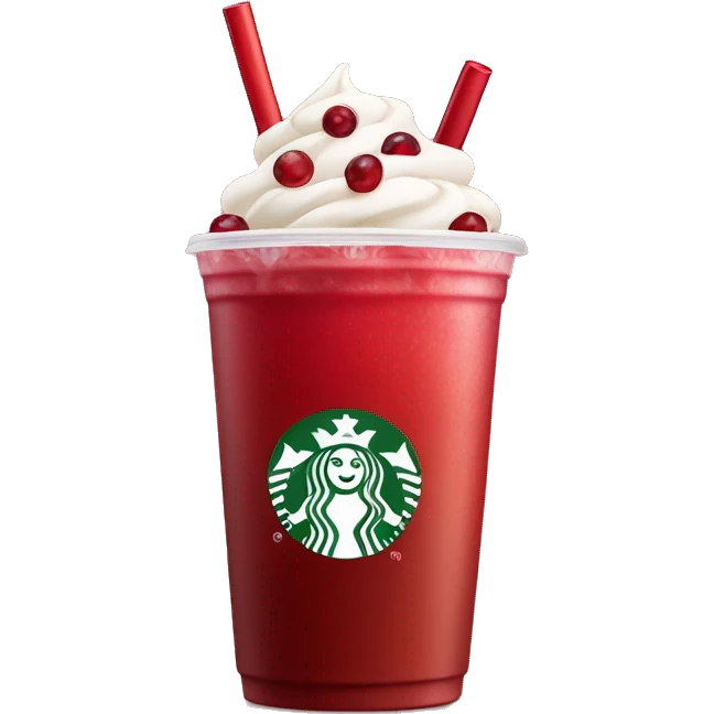 Red Starbucks drink with cranberries and ice emoji