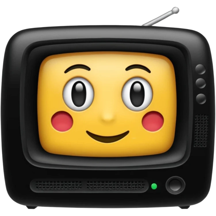 черный телевизор с зеленым экраном и пиксельным рисунком на экране emoji