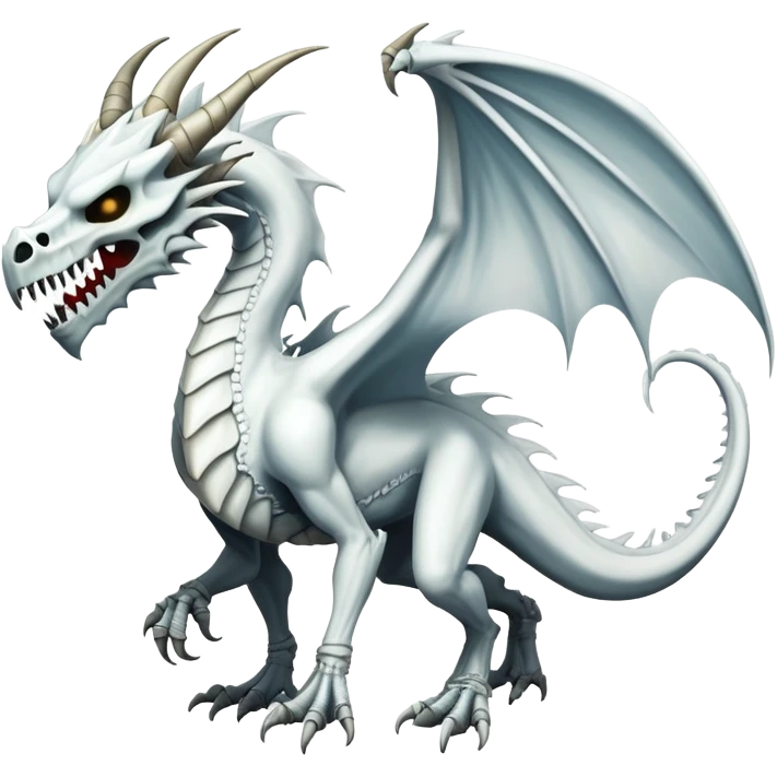Dragon with a white dragon-cadaver-skull-mask (full body) emoji
