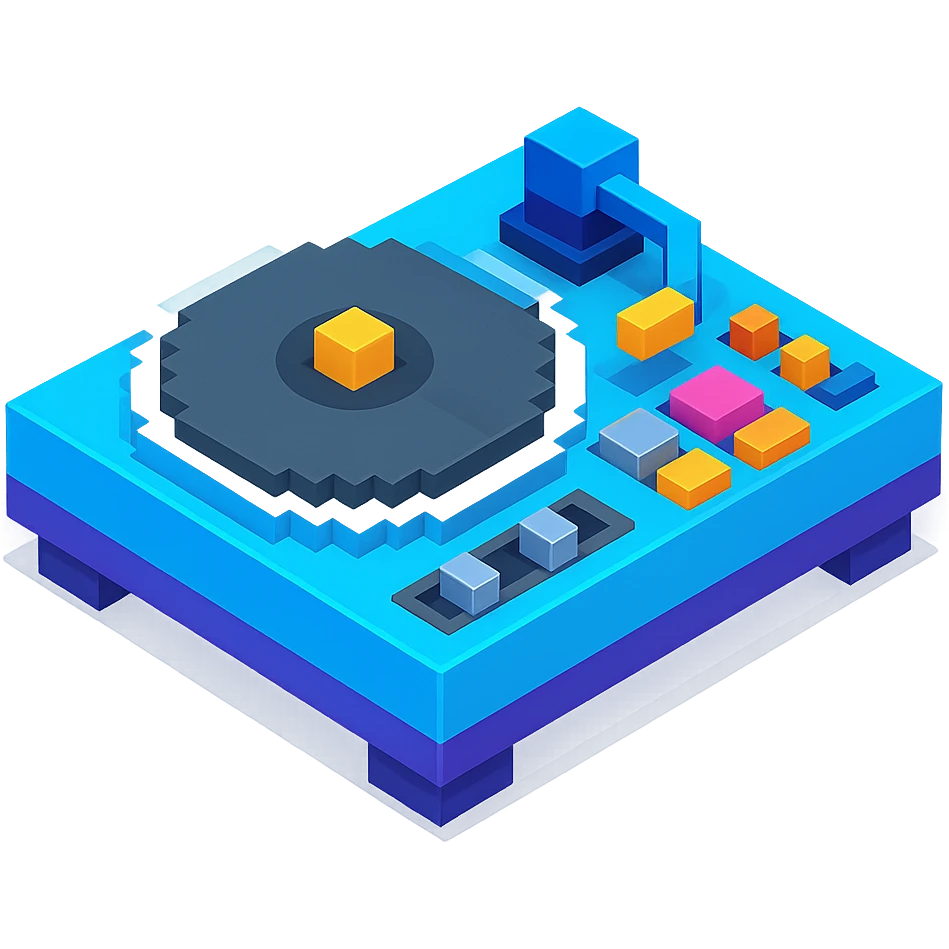 DJ turntables with a futuristic look and metallic accents emoji
