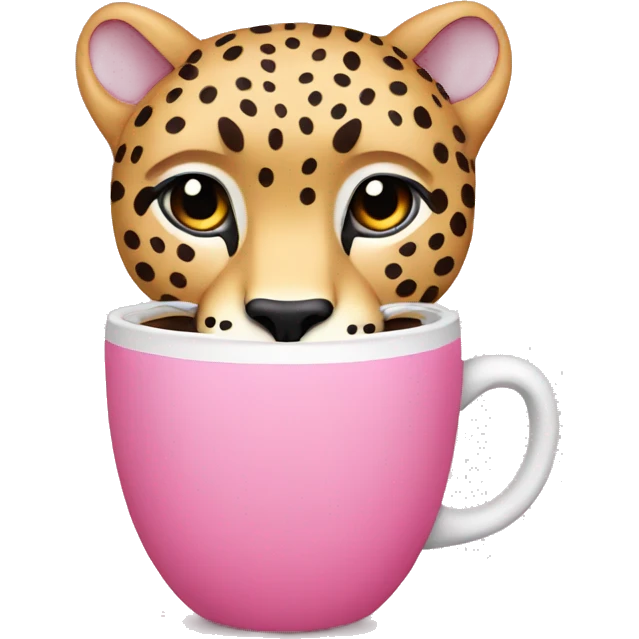 Pink cheetah drinking coffee emoji