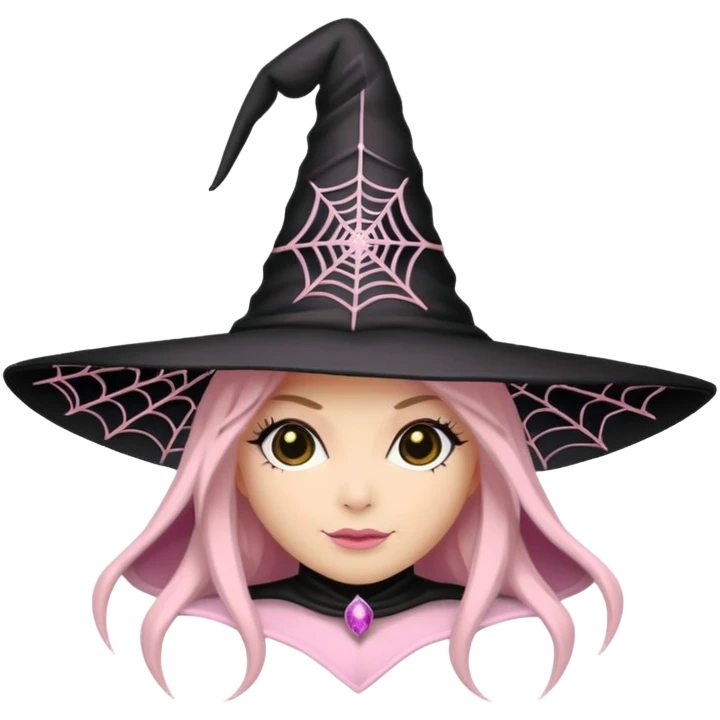 Spiderweb witch hat Black and light pink emoji