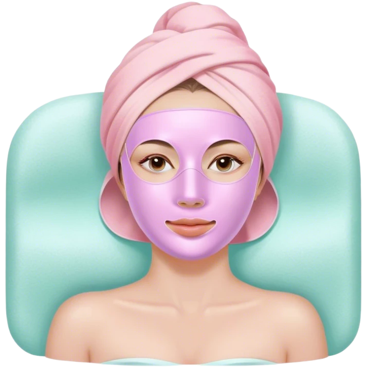 Lady with pastel pink face mask spa beauty full face relaxing emoji