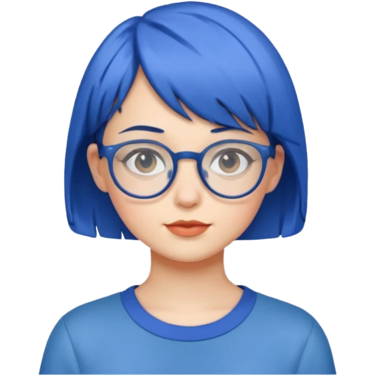 girl, short blue hair, glasses emoji