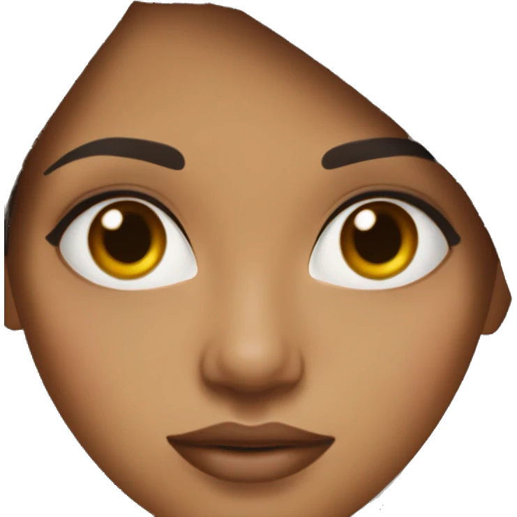 Beautiful Mixed woman with full lips , hazel eyes , and long dark brown hair emoji