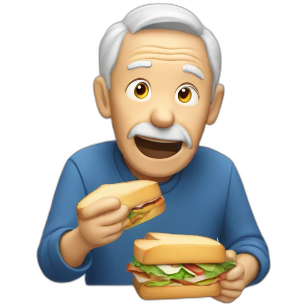 Old man eats sandwich emoji