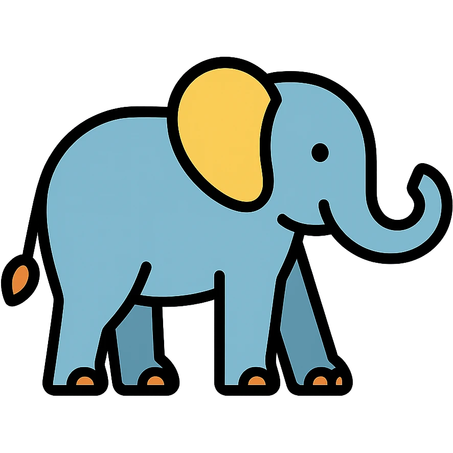 color outline icon of an elephant emoji