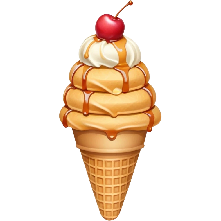 ice cream cone with pastel peach scoop and a cherry on top emoji