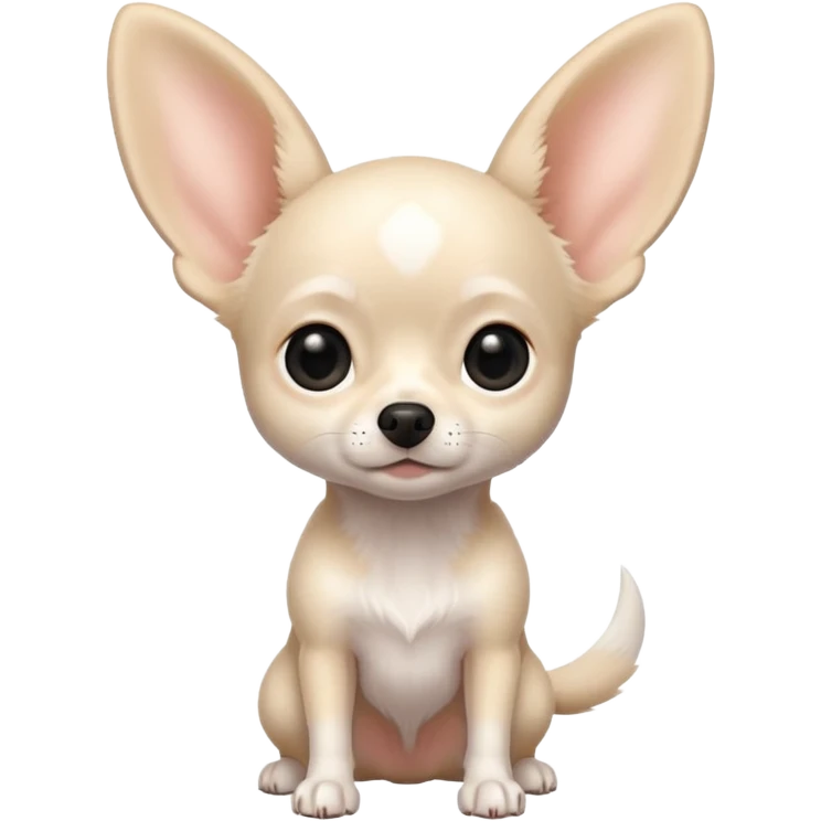 white Chihuahua with black dots. Big ears and big eyes. Full body emoji