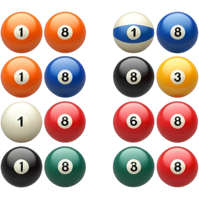 Solid and stripe billiard balls emoji