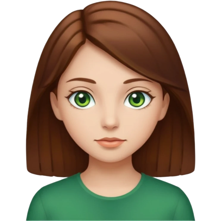 Green eyes 3a-3b brown hair girl emoji