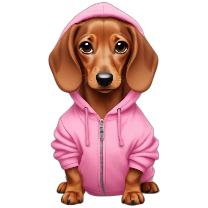 dachshund puppy with pink oversized sweatshirt emoji