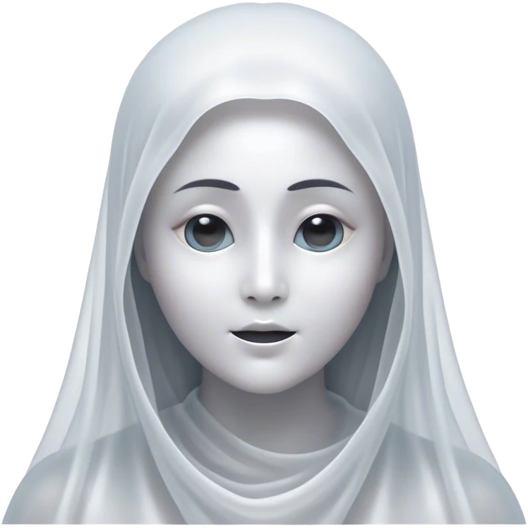 Cinematic Noble Ghost Portrait Emoji, Ethereal and dignified, with a flowing, translucent form in silvery-white hues, wispy and majestic, and a calm, otherworldly expression with deep, thoughtful eyes, simplified yet sophisticated features, highly detailed, glowing with a soft, spectral radiance, high shine, exuding regal mystery and quiet authority, with a soft glowing outline that captures the essence of a ghostly guardian drifting from another realm! emoji