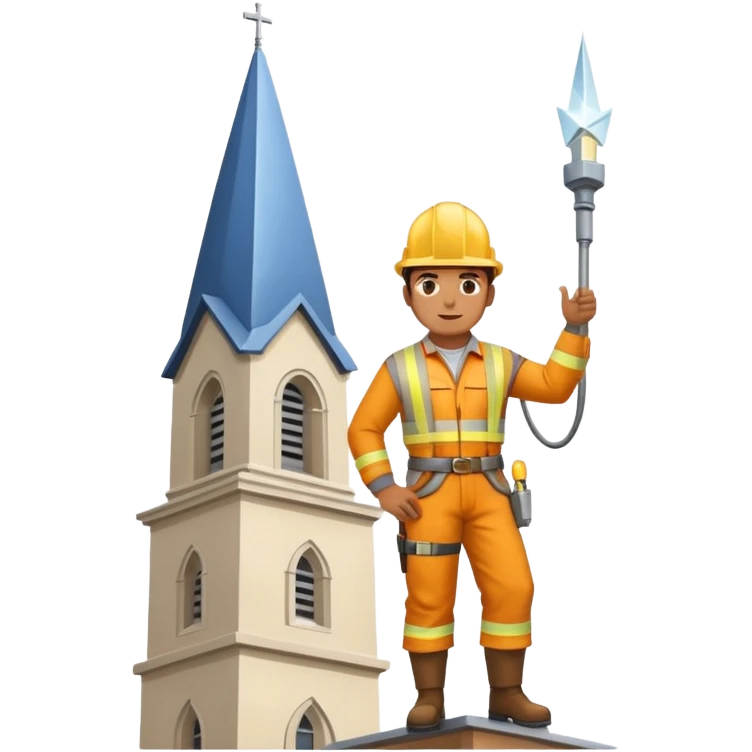 steeplejack man lightning conductor on a church spire emoji