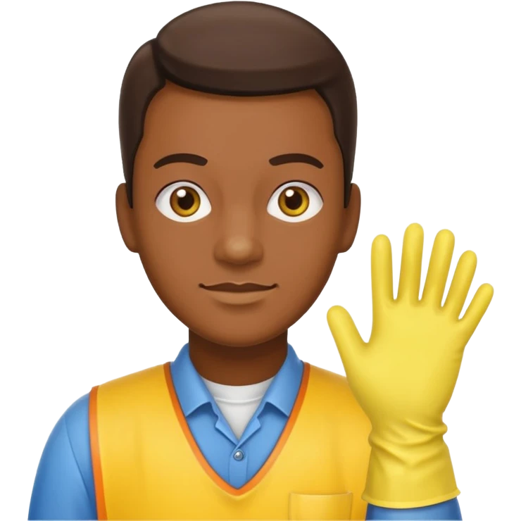 Custodian with yellow rubber gloves emoji