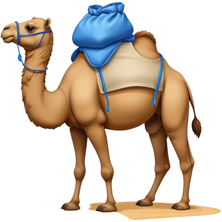 camel with a blue sack with spices on his back emoji