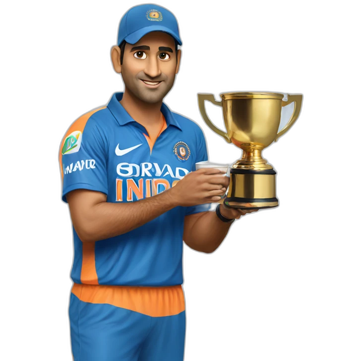 dhoni holding cup emoji