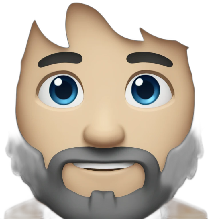 White men black hair and beard and blue eyes emoji