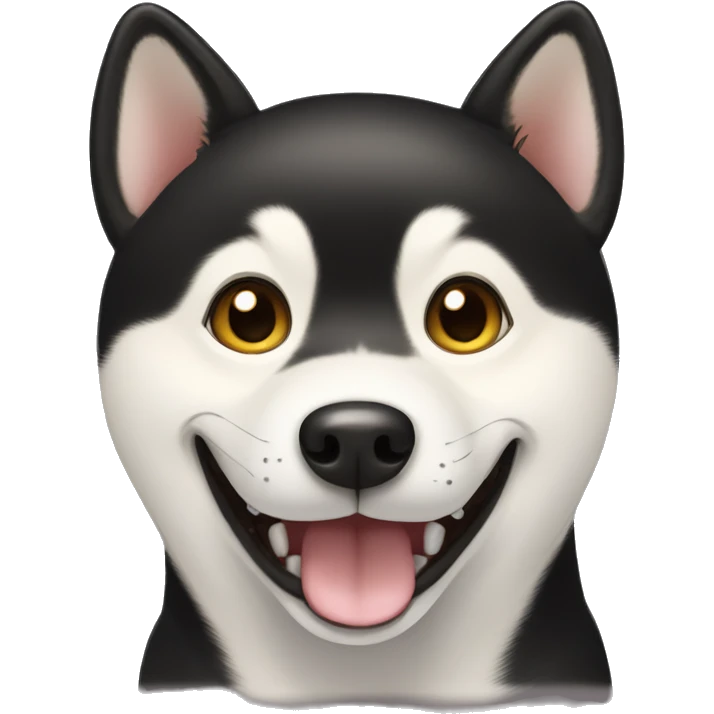 black shiba inu face | grinning face with big eyes | mouth | open | smile emoji