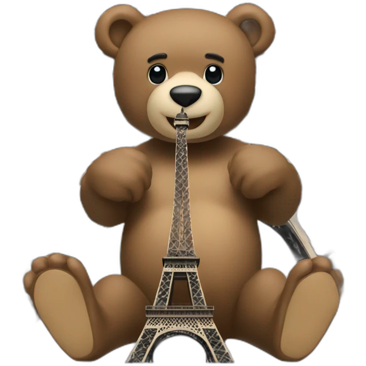 A bear escalating the Eiffel tower emoji