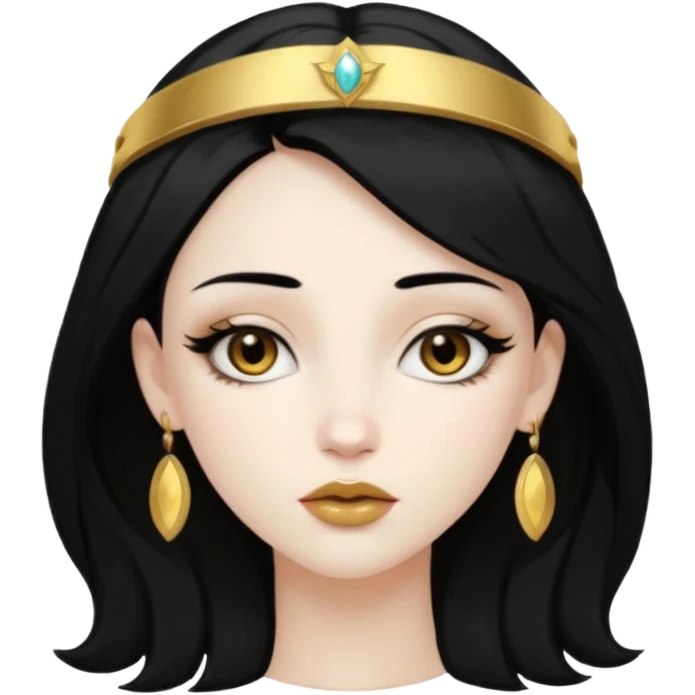 Rosalia (the singer) virgin. (Use lux album cover as reference). Hais black hair with a bleached halo band  in hair and gold lips. emoji