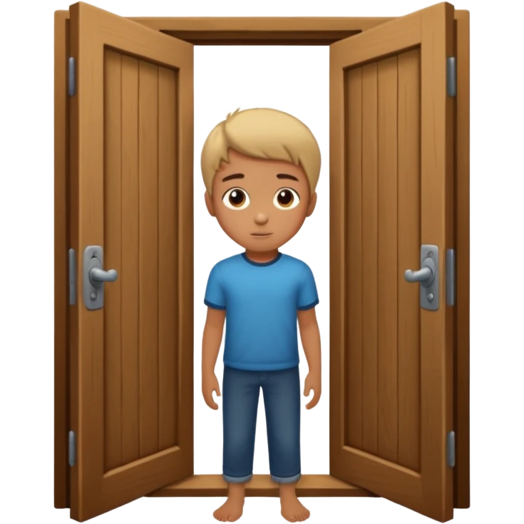 Sartaroshxonaga kirib kelayotgan o'smirin bola u eshikni ochayapti rakurs ichkaridan g'ira shira  emoji