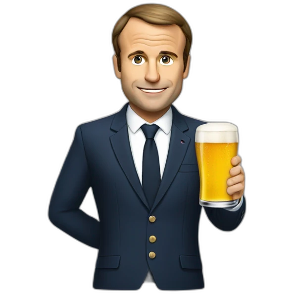 Macron avec une bière emoji