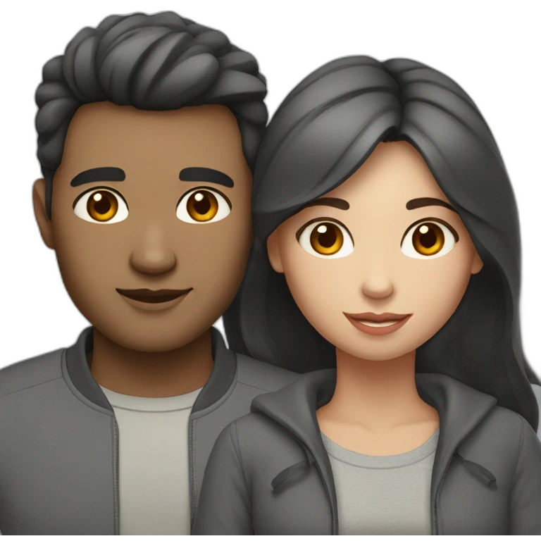 men and women with dark hair and Light skin  with a gray british cat emoji
