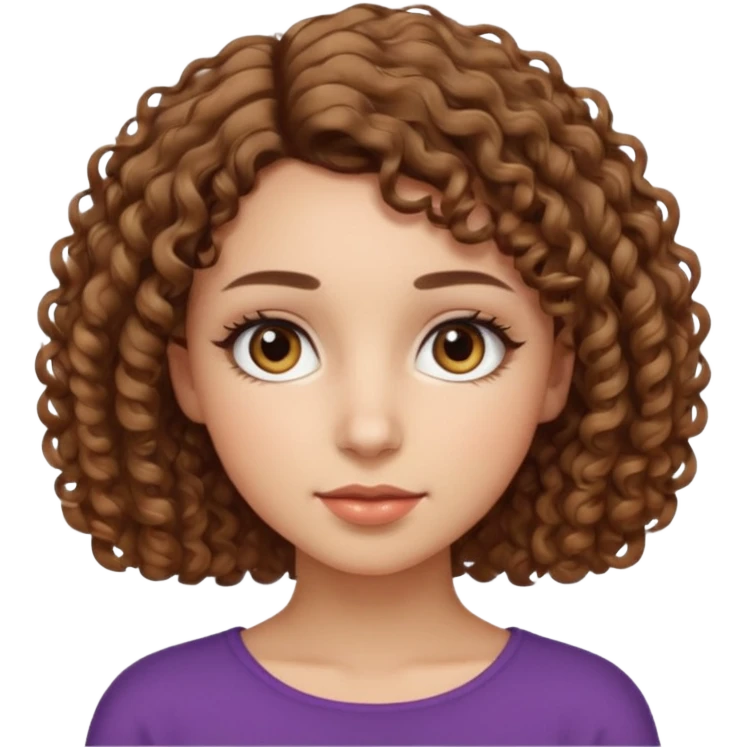 فتاه شعرها كيرلي قصير الى الكتف رموشها طويله وعيونها بنيه لوزيه emoji