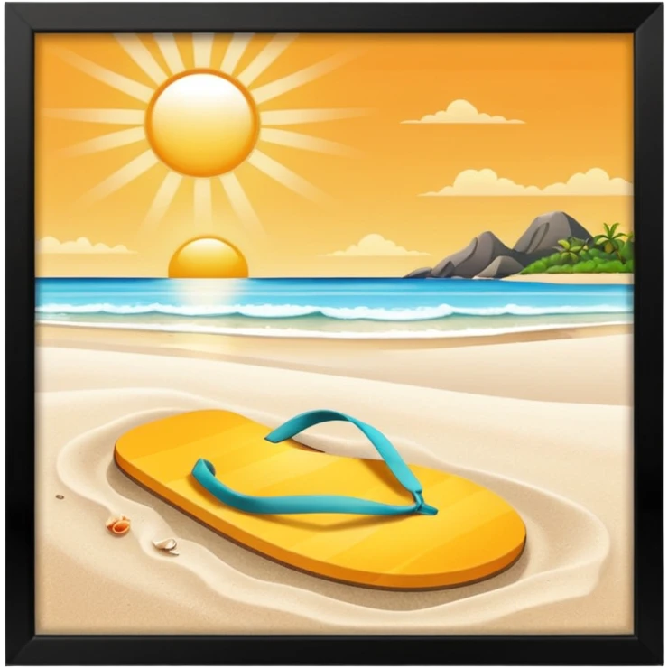 crie uma praia, com sol, e tanga na areia emoji