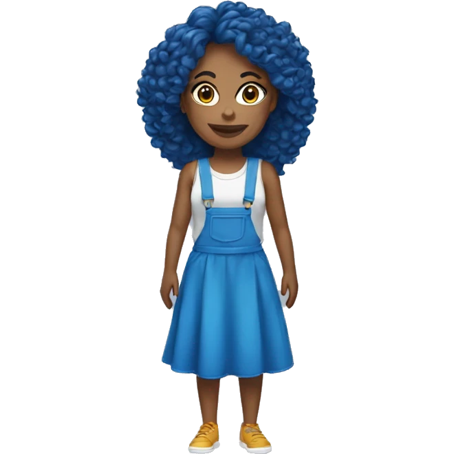 Mulher cabelo colorido e roupa azul  emoji