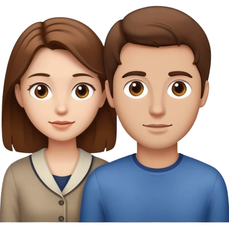 Girl with brown hair and guy with brown hair  emoji