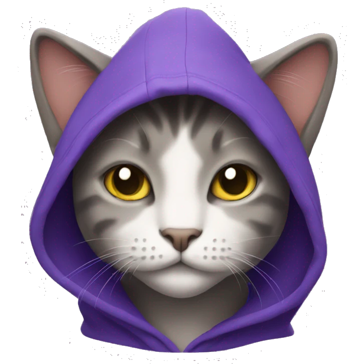 Cat wearing purple hoodie emoji