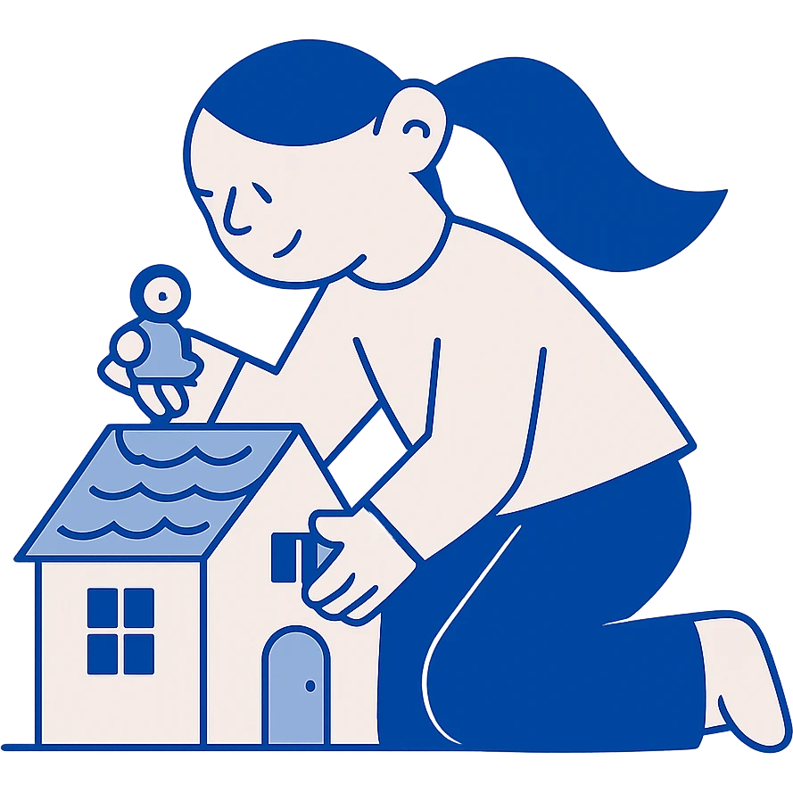 girl playing with doll house emoji